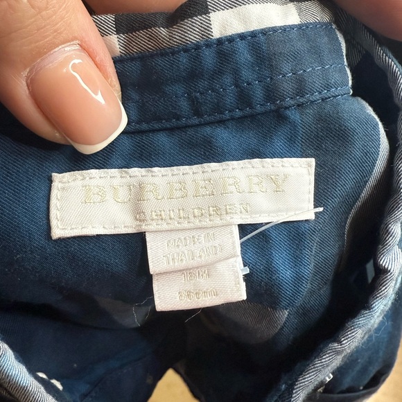 Burberry Baby Boy Navy Blue Checked Shirt 18 Months - Picture 5 of 10